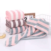 stripe microfiber dry hair cap shower cap strong water absorbent triangle hat girl washing hair quick drying towels