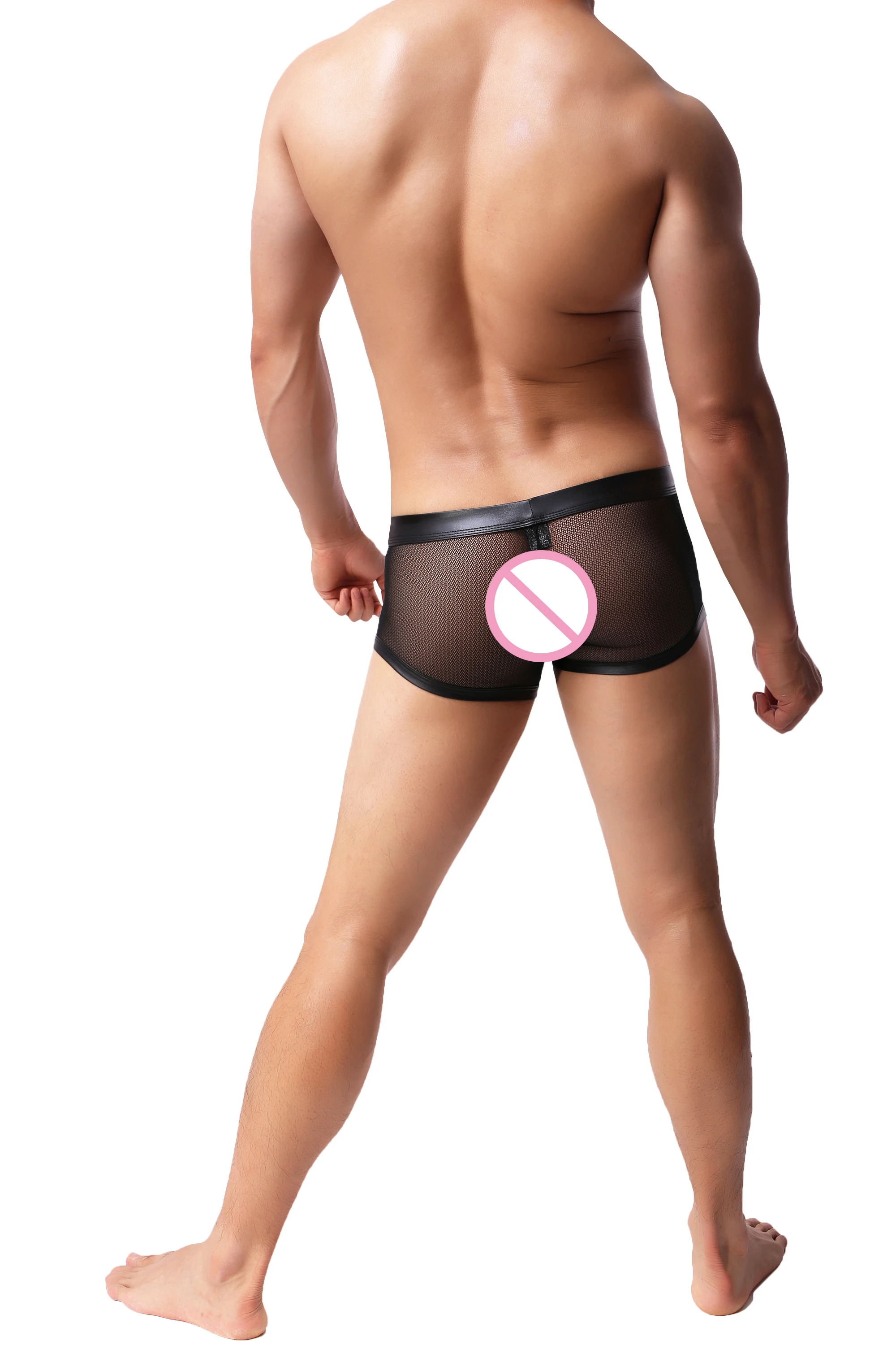 Мужские шорты боксеры нижнее белье сексуальные прозрачные Однотонные трусы