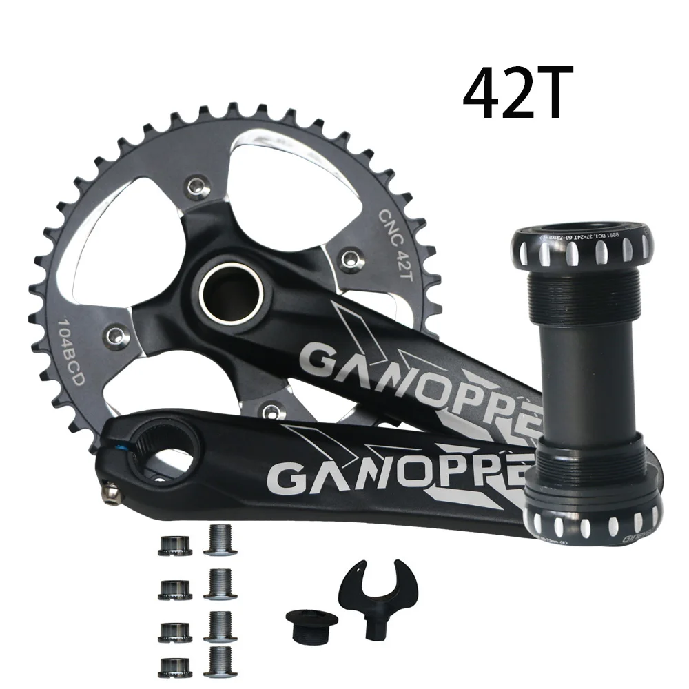 Цельнокроеный MTB интегрированный набор Шатунов 9S 10 11S 175 с 32 T/34 T/36 T 38T 40T 42T круглая Звездочка 104BCD - Цвет: 42T black crank