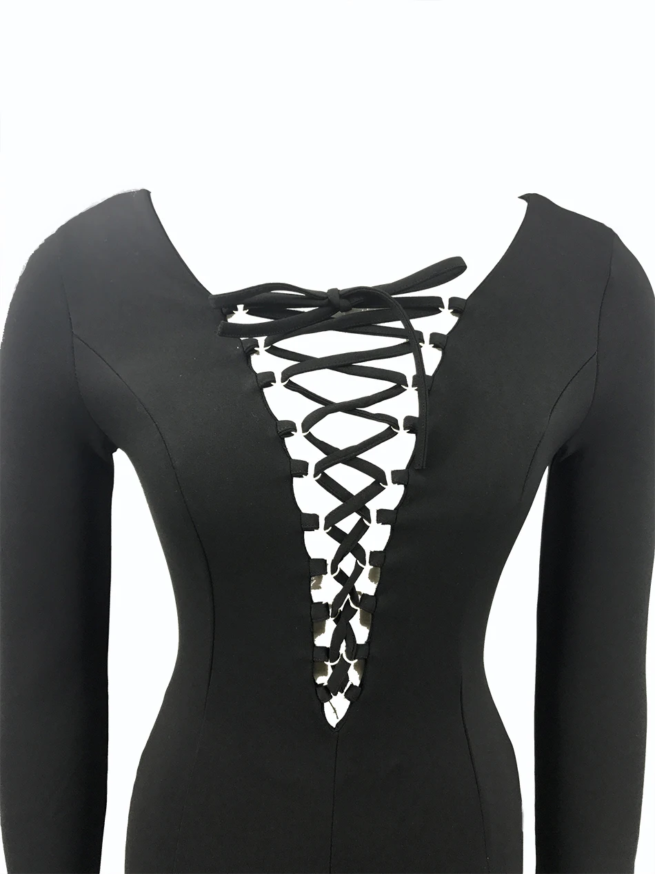 Новинка 2021 сексуальное женское платье с длинным рукавом глубоким v-образным