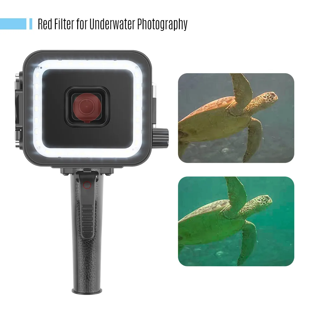 Ручной подводный светодиодный светильник SHOOT для видео 900LM 40 м с красным фильтром