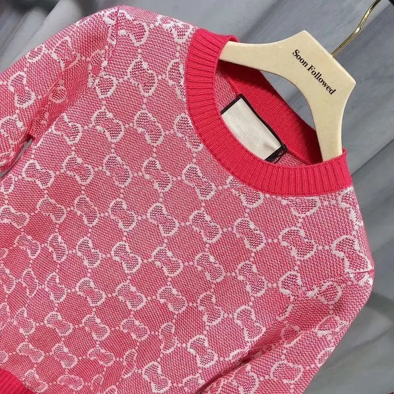 

Early autumn 20 short sleeve thin knitted dress full of double G letter jacquard temperament slim dress