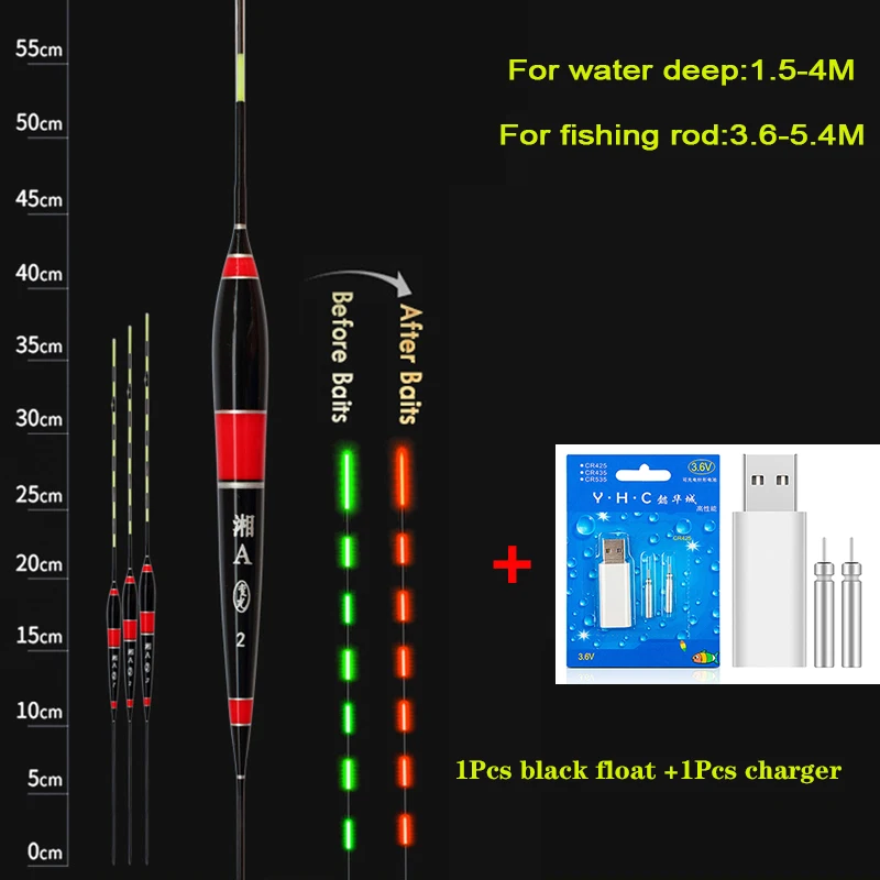 Красный Luminous Smart LED Fishing Float High Sensitivity Alarm Fish Bite Color Change Electronic Buoy Fish Floating Bobber Stick CR425 - Цвет: Красный