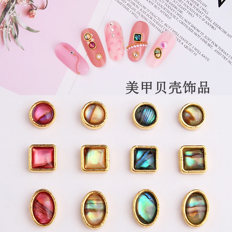 

100pcs/lot Korea 3D alloy Nail art Accessories shinning crystal ab colorful nails jewelry top nail beauty shell charms JC953-964