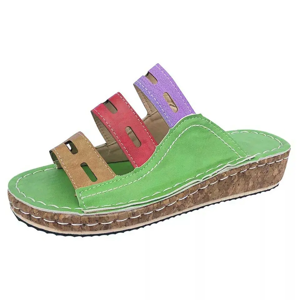 

2021 New Women's Summer Open Toe Comfy Sandals Premium Orthopedic Low Heels Walking Sandals Toe Corrector Cusion