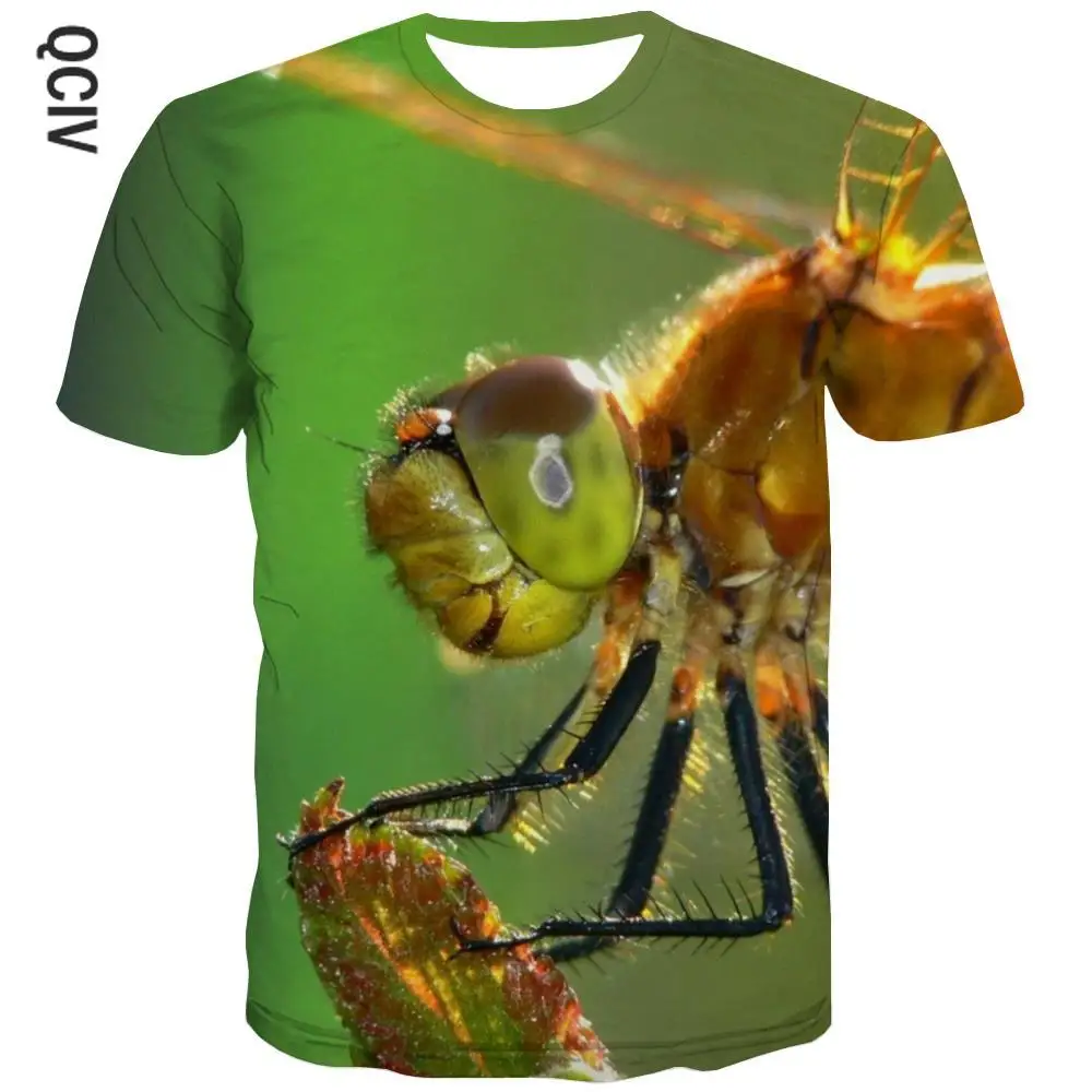 QCIV брендовые фотографические футболки для мальчиков со стрекозой, повседневные крутые футболки, 3d футболки с растениями, детская одежда с п...