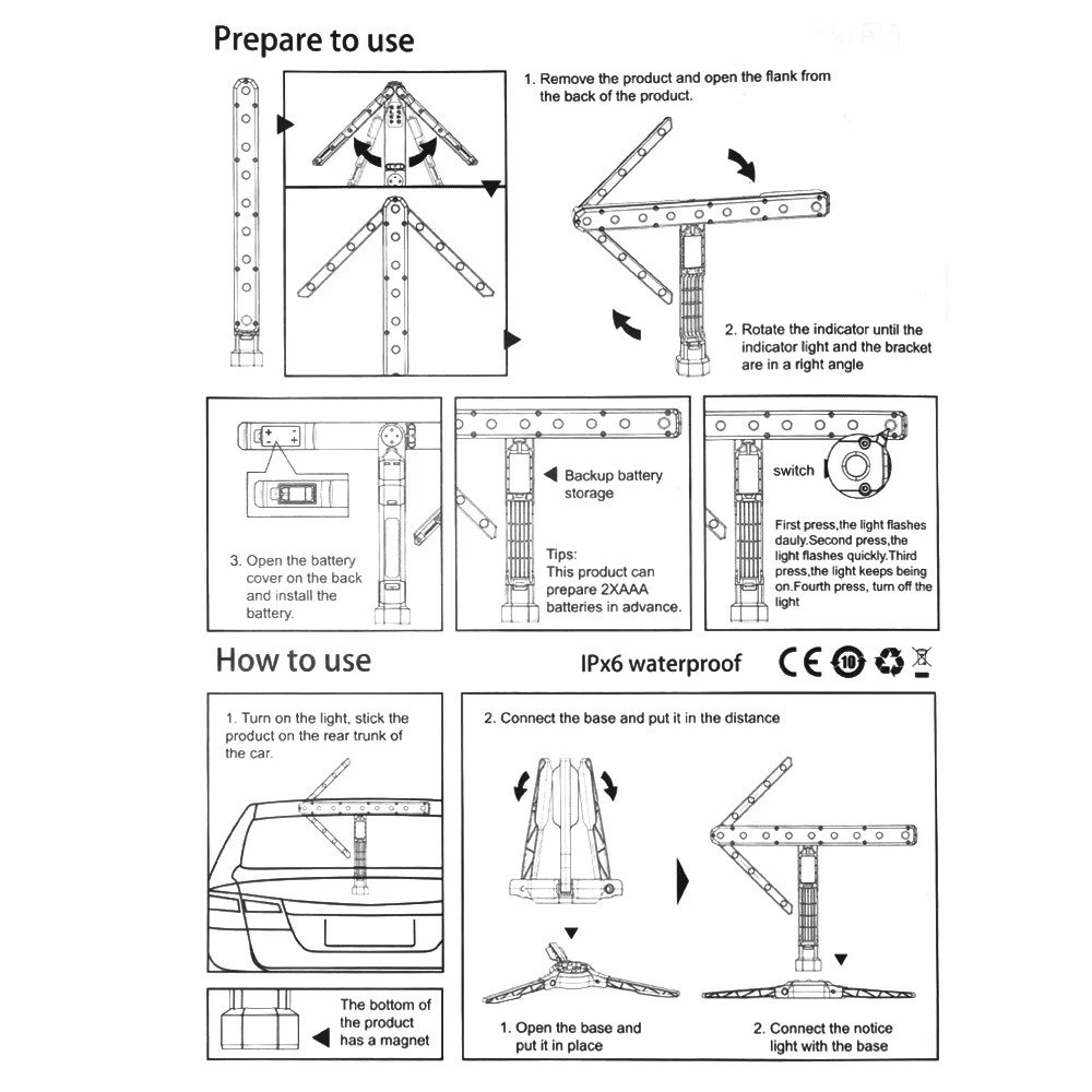 

Waterproof Warning Light Car Safety Warning Signs 3-Mode LED Lights Warning 360 Degrees Rotated School Bus Safety Light Beacon