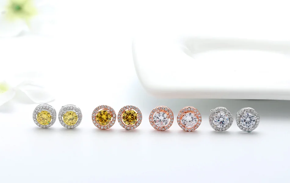 ORSA JEWELS классические 4 коготь серьги для женщин с 0,75 ct желтые серьги из Кубического циркония гвоздики 2 цвета доступны OE104-R