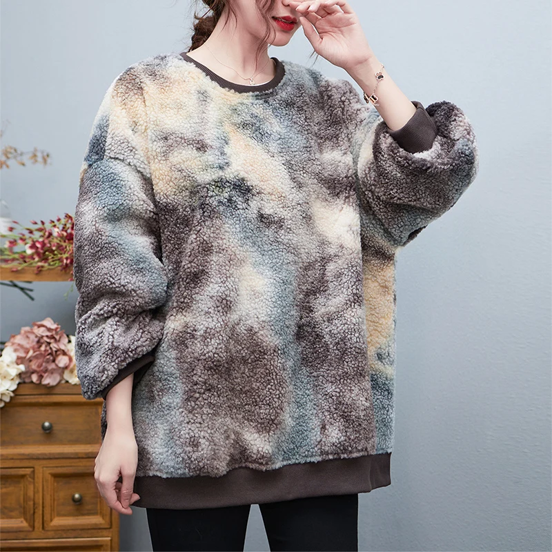 

Autumn Winter Hoodies Sweatshirt For Women Oversize Korean Fashion Thick Cashmere Fleece Sweatshirts Female Vintage Pullover Top