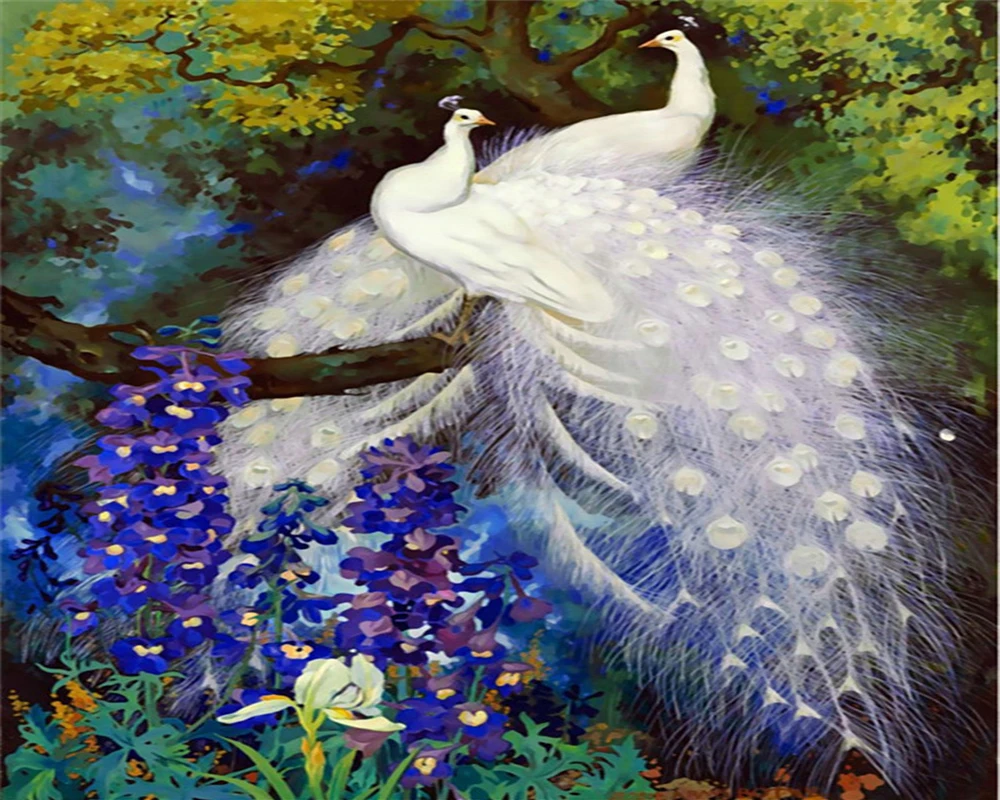 

3d Room Wallpaper Custom Photo Beautiful White Peacock in Dream Forest Indoor Decoration Mural Wallpaper