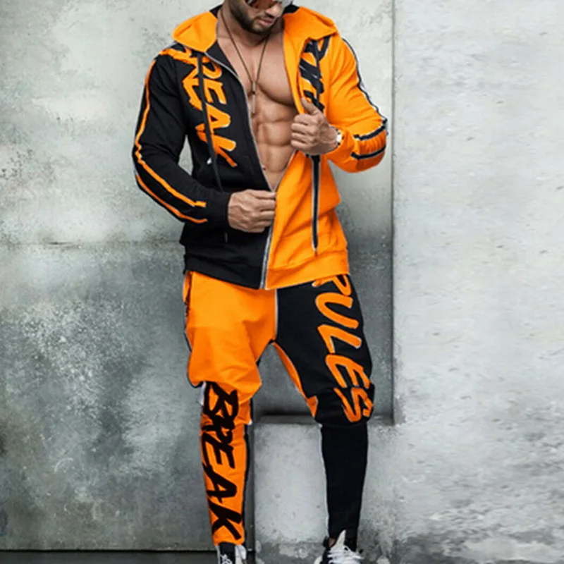 Yellow Хип-хоп, Ropa Hombre, комплект, тонкий повседневный спортивный костюм, мужская куртка на молнии+ брюки-карандаш, 2 предмета, Мужская одежда, уличная одежда, спортивные мужские комплекты - Цвет: Yellow
