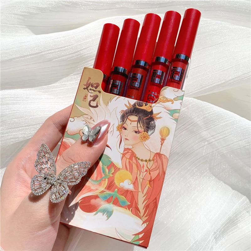 

Five Pack Cigarette-shaped Lipstick Set Matte Velvet Lasting Creative Blue Pink Girl Cigarette Tube Lip Glaze Set Lip Makeup
