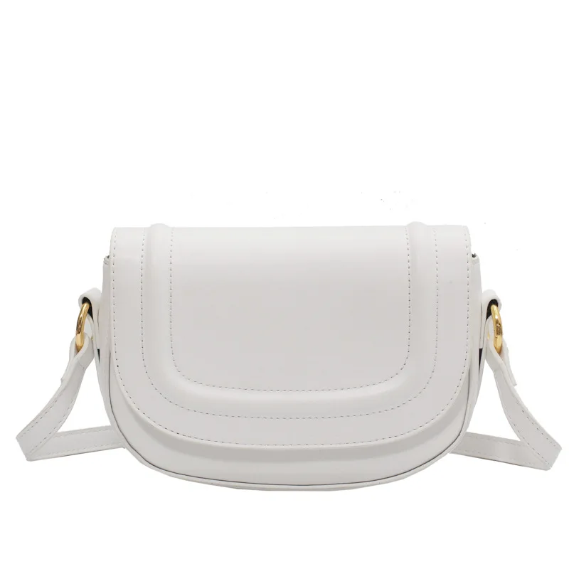 

2021 Summer New Fashion Ladies Simple Shoulder Bag Western Style Korean Crossbody Saddle Bag High Quality PU Popular Bag Women