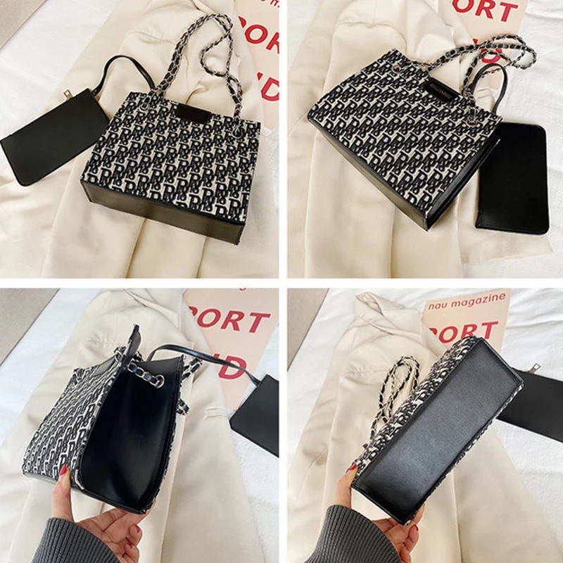 

Classic Designer Luxury Shoulder Bag For Women's Fashion Canvas Polyester Handbags Female Casual Stitching Letters Hasp Tote Bag
