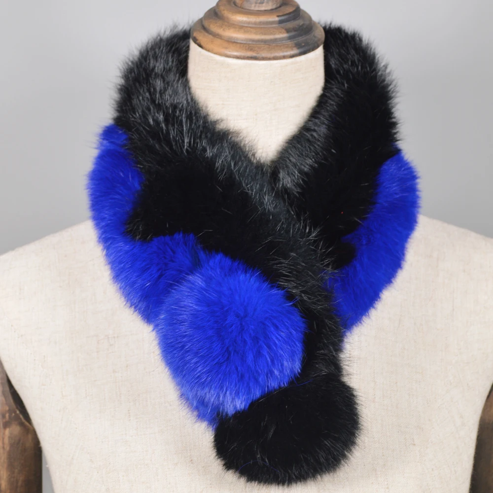 Женский шарф из натурального кроличьего меха мягкий теплый ручной работы 100%