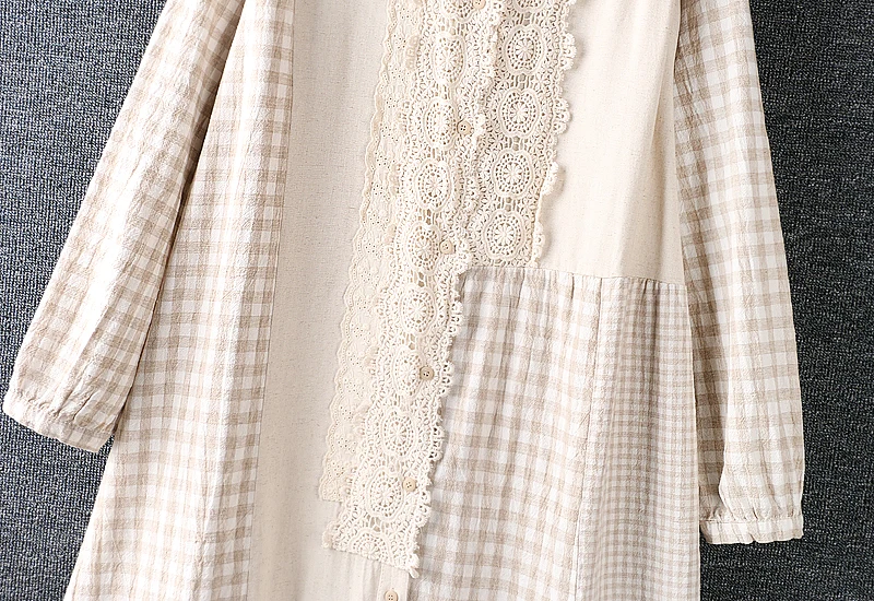 

2020 New Autumn Women Dress Japan Style Mori Girl Fresh O-Neck Splicing Lace Long Sleeve Loose Long Dresses Women