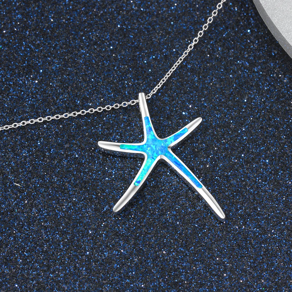 

Female Pendant New Stylish Elegant Simplicity Blue Pentacle Shape Pendant Necklace Women Wedding Birthday Christmas Jewelry Gift