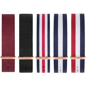 Премиум бренд 18 мм 20 мм нейлон розовое золото и серебро пара мужчин и женщин ремешок часы для Daniel Wellington