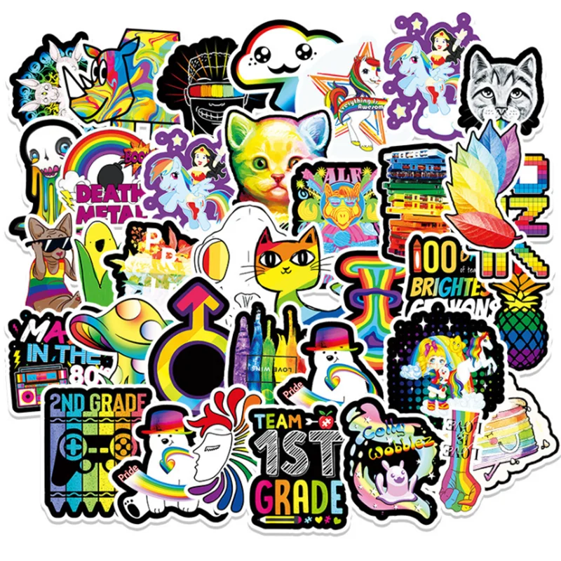 

10/30/50/PCS Color Rainbow Series Graffiti Stickers Suitcase Laptop Waterproof Guitar Helmet Decoration Toys Wholesale