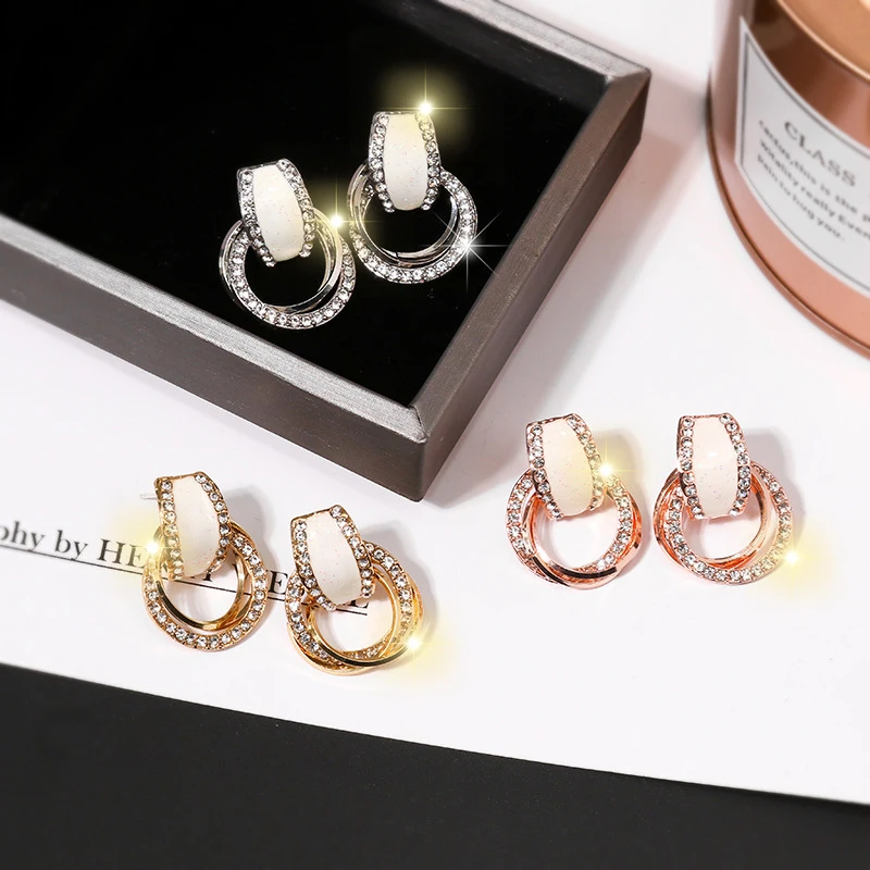 Блестящие высококачественные элегантные Кристальные сережки круглые серьги