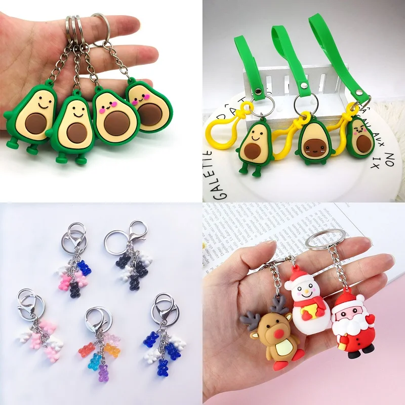 Модные Имитационные Фрукты 3D мягкий полимер авокадо медведь брелки ювелирные