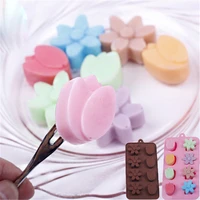 fashion mould wax 8 holes chocolate tulip daisy flower ice cube tray craft silicone