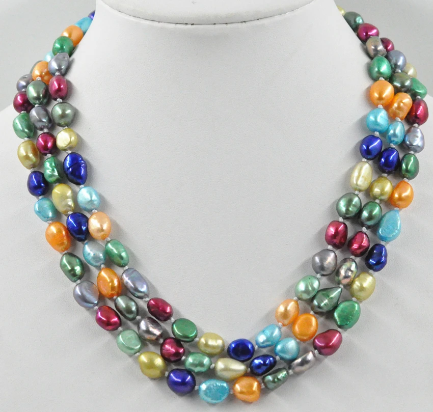 

Ожерелье жемчужное для женщин, 3 ряда, 8-9 мм