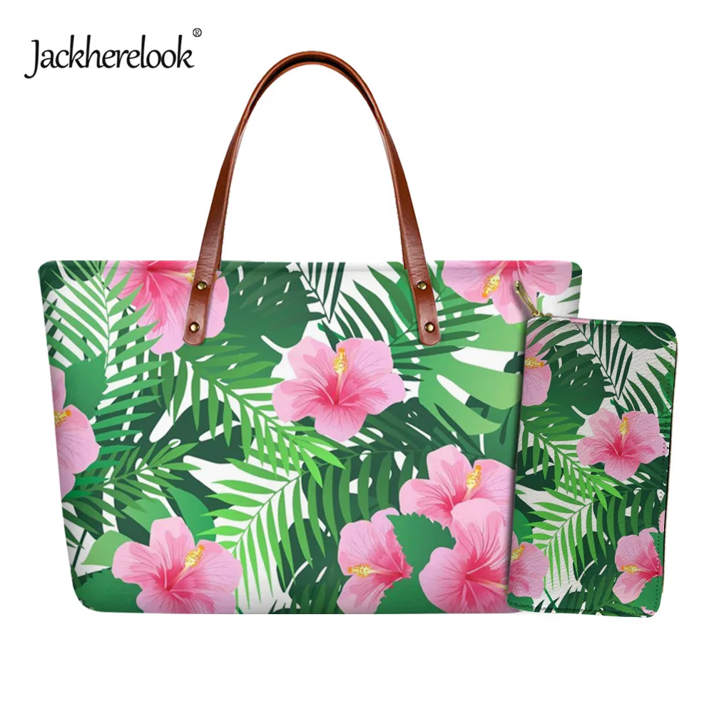 

Jackherelook, женская сумка на плечо с рисунком Гавайского гибискуса, кошелек для монет, женская сумка с большой ручкой, женский кошелек