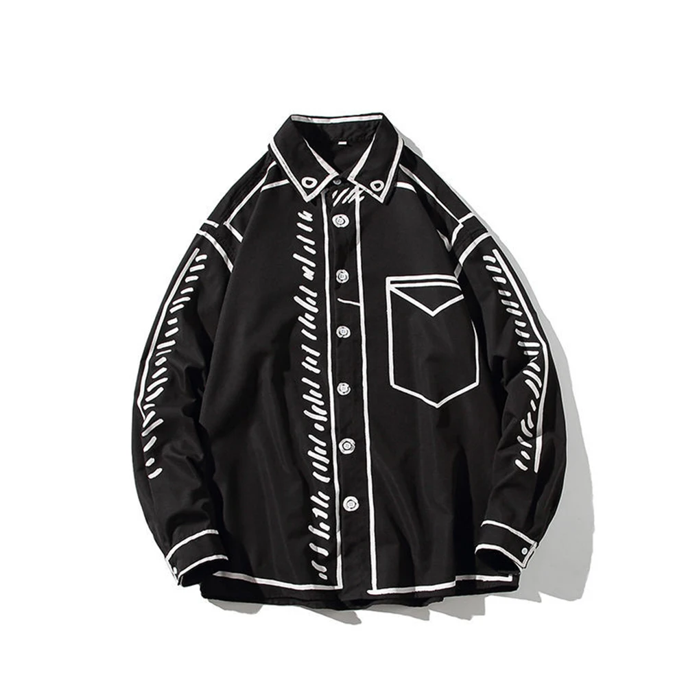 Spring And Autumn New Men Shirt Jacket Male Long-Sleeved Hong Kong Style Chic Shirt Men Fashion Print Shirt Top