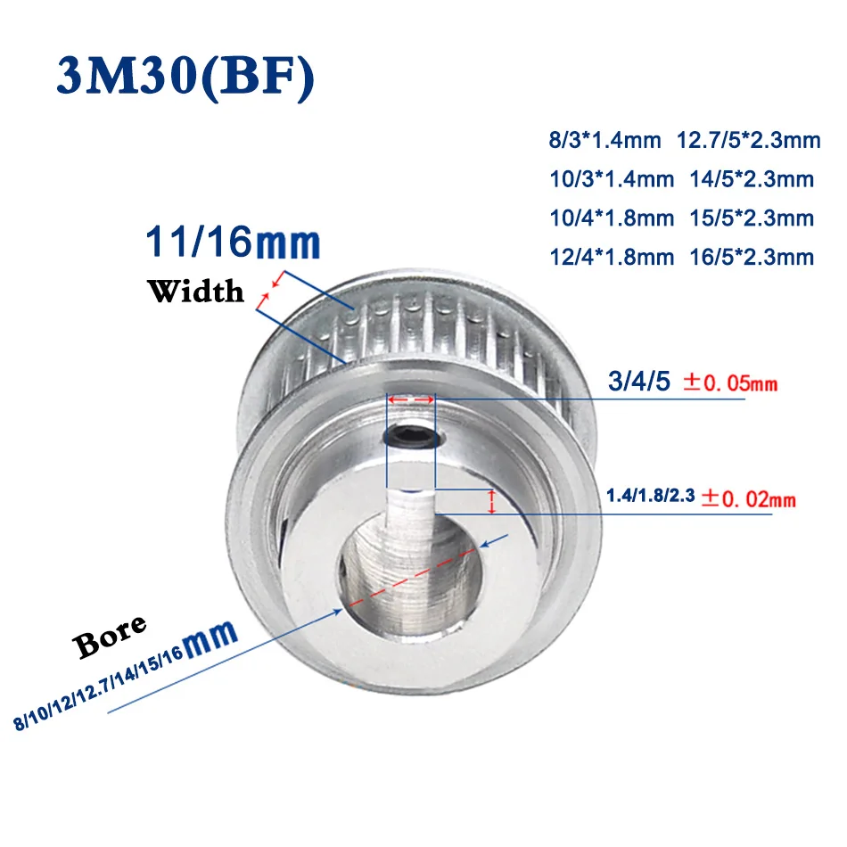 1PCS 3M30 Tooth To 3M36 Synchronous Wheel Gear Motor Keyway Timing Belt Pulley Width 11mm 16mm | Обустройство дома