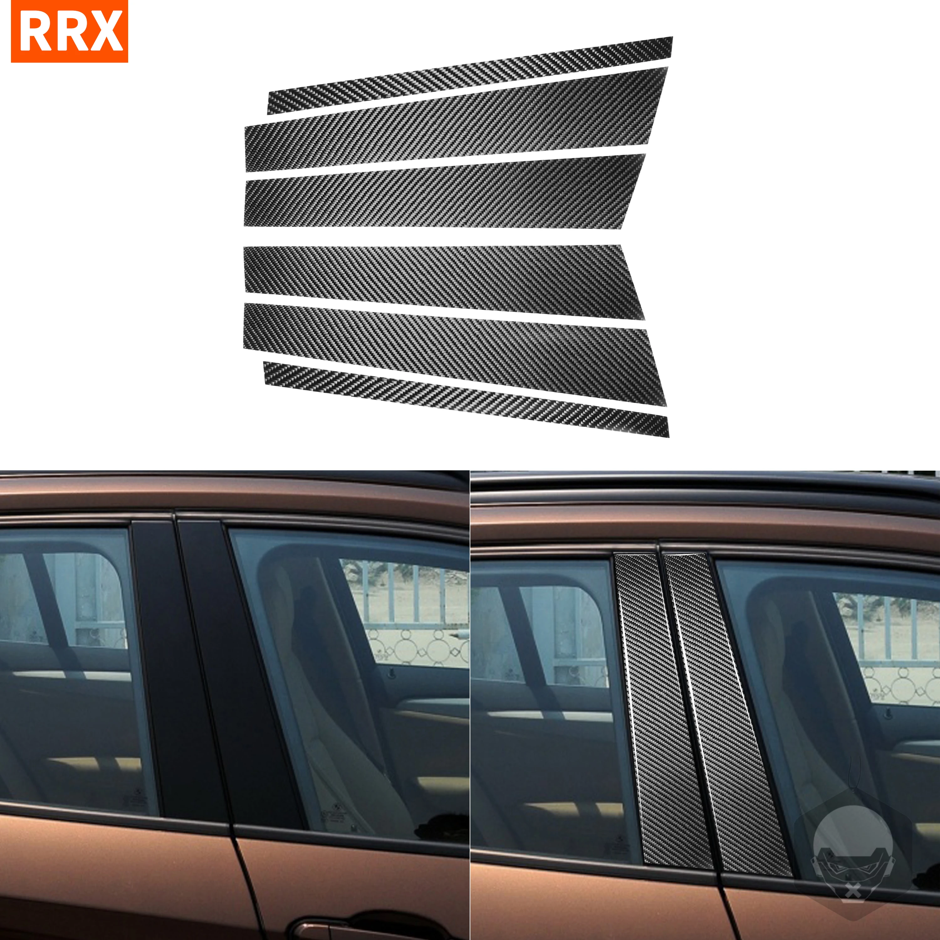 

For BMW E84 X1 2011-2015 RRX Carbon Fiber Window B Pillars Decorative Exterior Stickers Car Styling Trim Protector Accessories
