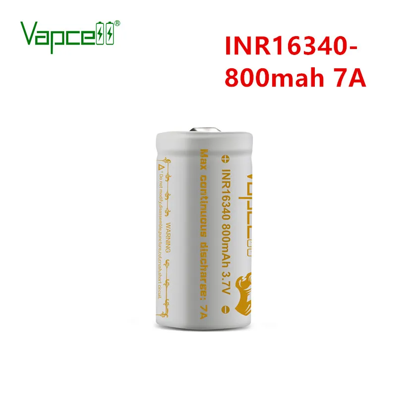 Vapcell Оригинал 16340 800 мАч 7A 3 7 в RCR123A перезаряжаемый литий ионный аккумулятор