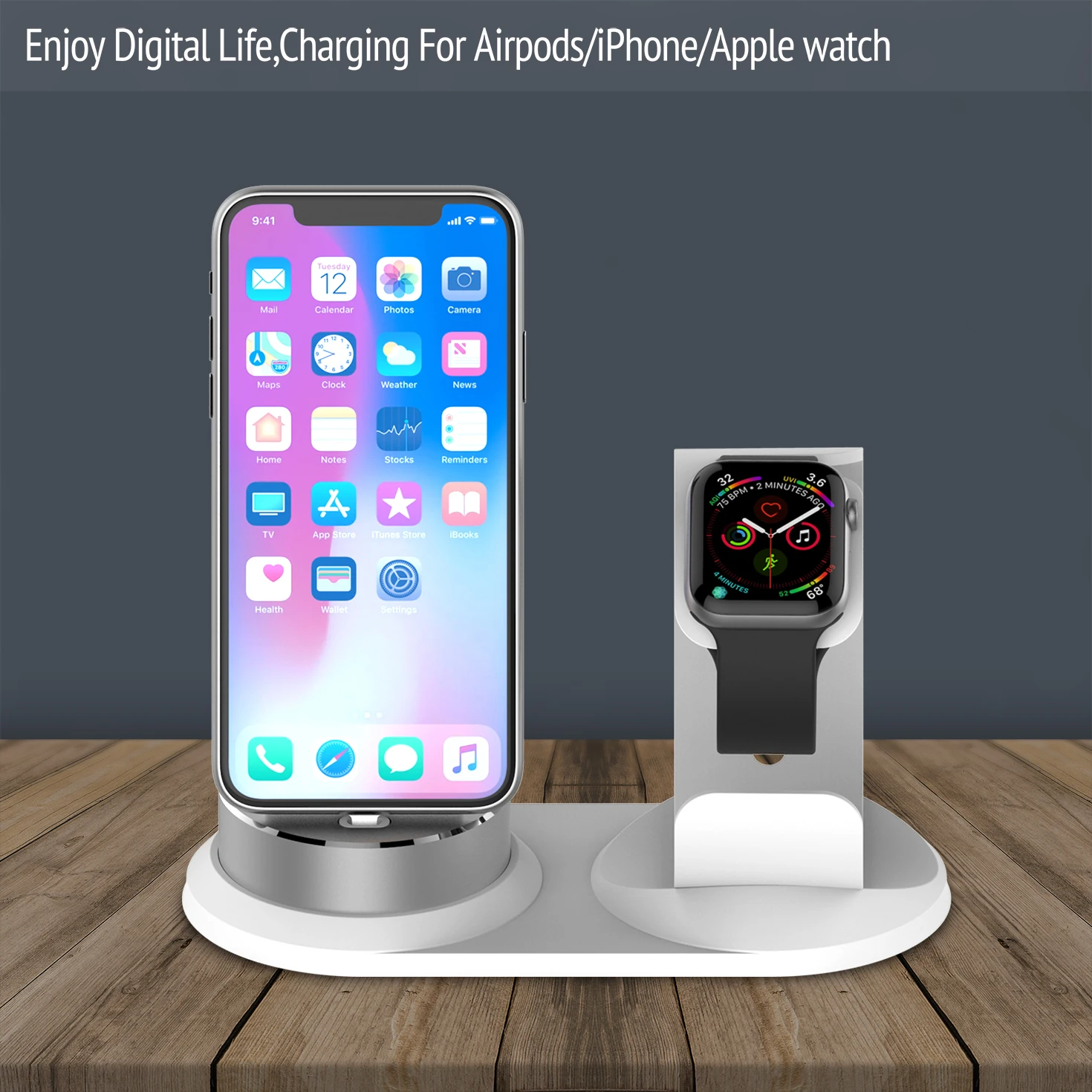 Многофункциональный держатель подставка для зарядного устройства iPhone 11 X XR XS 8 7