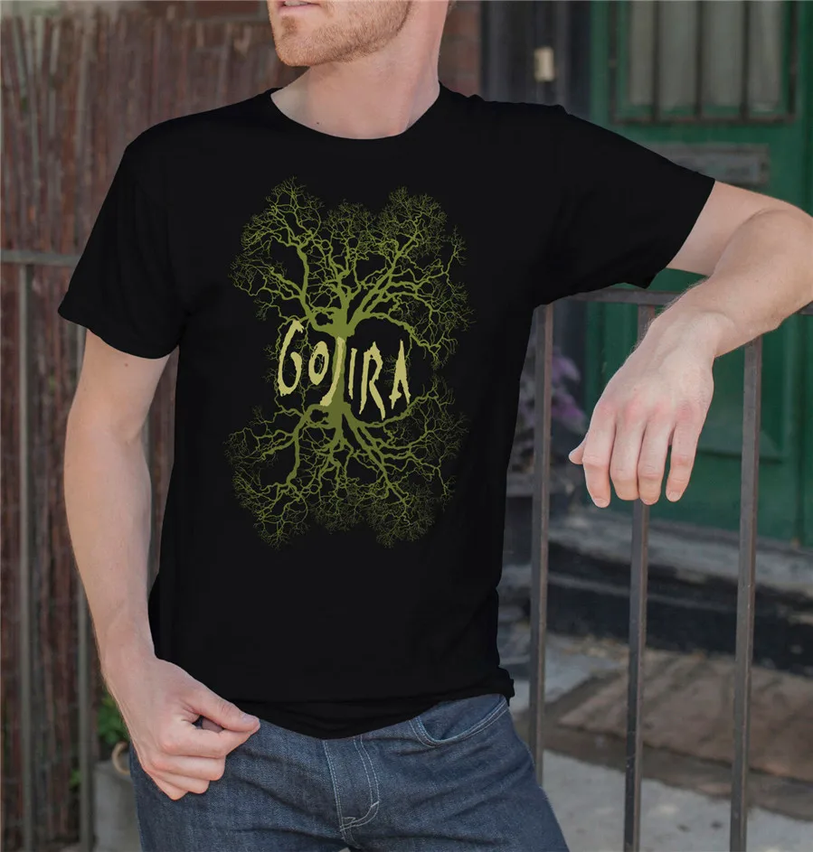 Gojira Мужская черная футболка с металлическим ремешком вентилятор Футболка