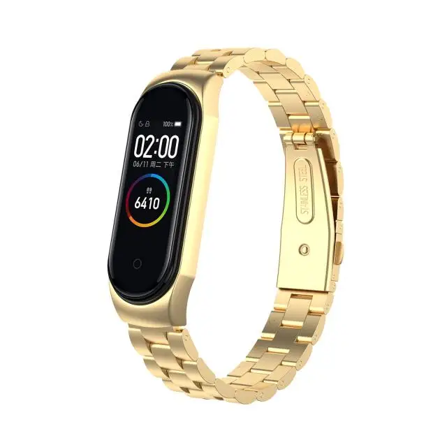 Mi Band 3 4 ремешок из металлической нержавеющей стали для Xiaomi mi Band 3 ремешок совместимый браслет mi band 3 браслеты Pulseira mi band3 - Цвет ремешка: Gold