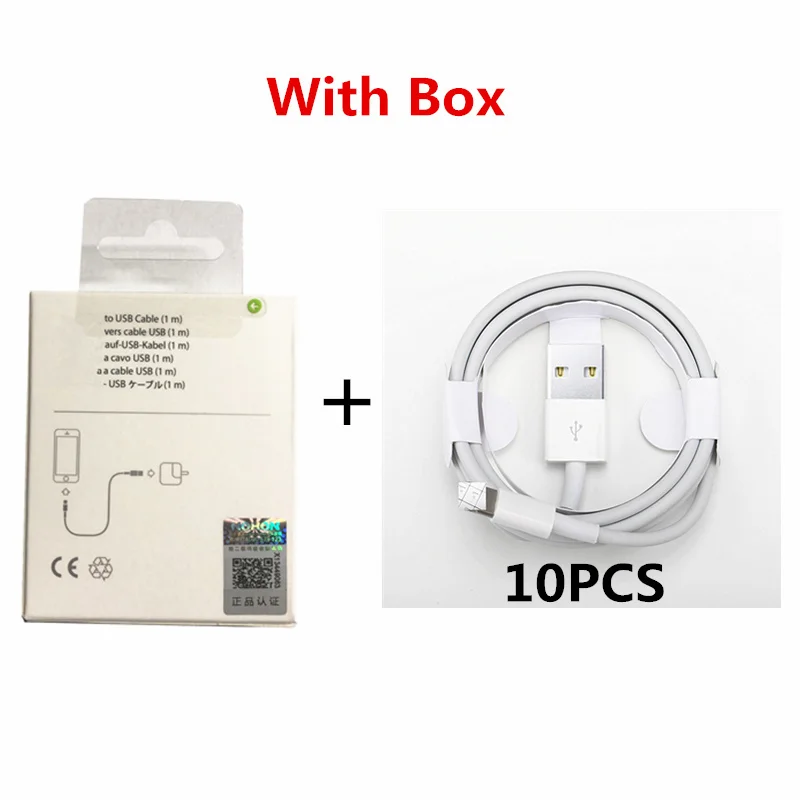 

10pcs/LOT Original USB Cable for iPhone Lightning Cable Fast Charging Cable for Apple iPhone 5S X 8 7 6S Plus SE XR XS for iPad