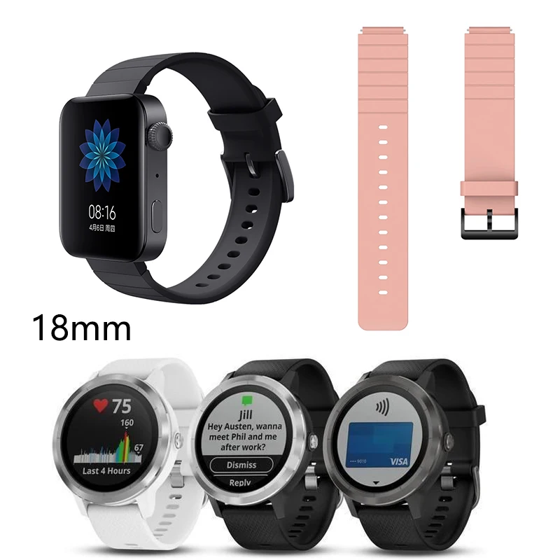 

Универсальный ремешок 18 мм для часов Xiaomi mi, для Garmin vivoactive 4s Venus 2S vivomove 3s move3S Active S для Fossil женский спортивный