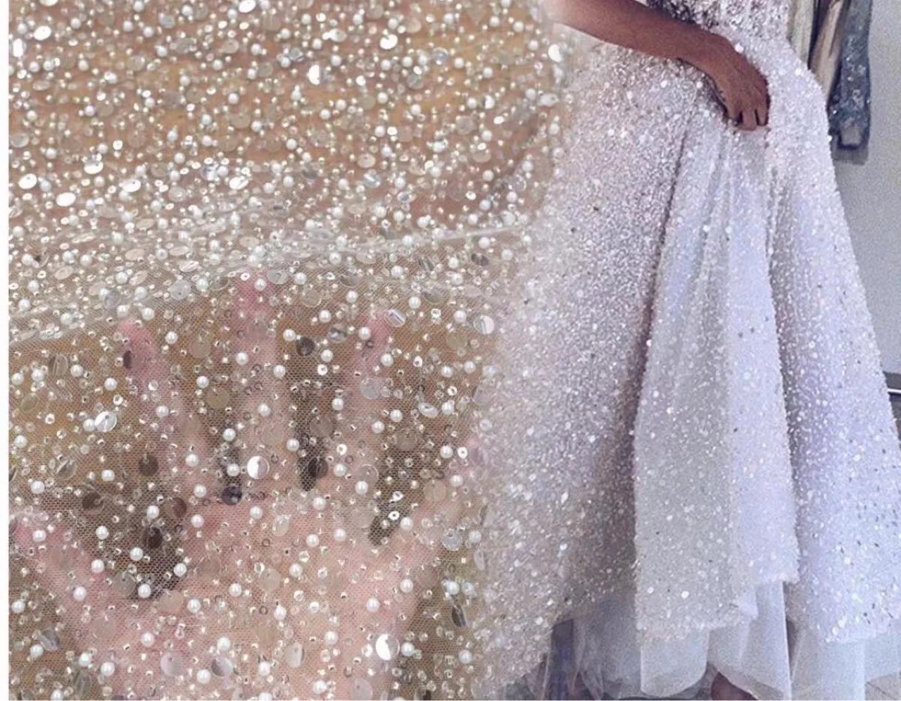 

Бисер + жемчуг + Блестки кружевная ткань 2021 популярное свадебное платье Бисероплетение кружево 1 ярд