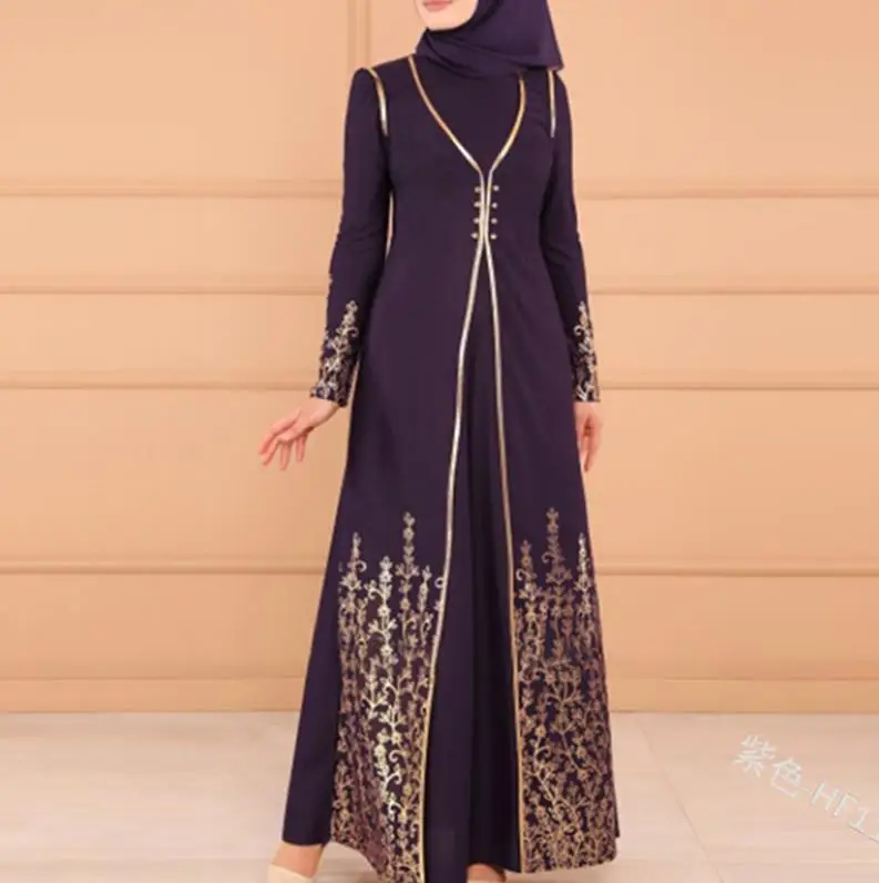 Purple dress Vestidos длинное мусульманское абайя Турция исламский арабский хиджаб платье Кафтан Дубай Кафтан марокканский Tesettur Elbise халат Musulmane Longue - Цвет: Purple dress