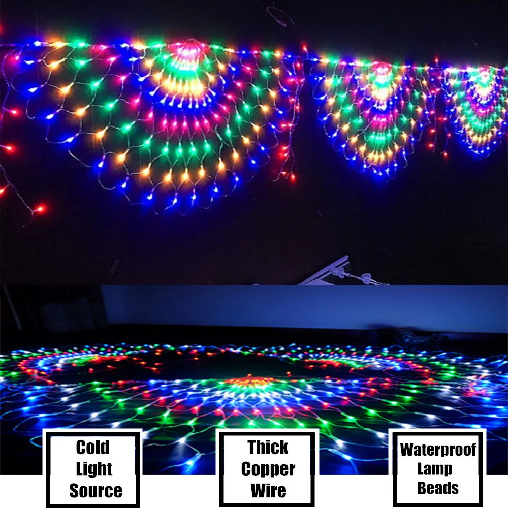 Волшебная гирлянда 3 м с 44 светодиодами сетчатая в виде павлина