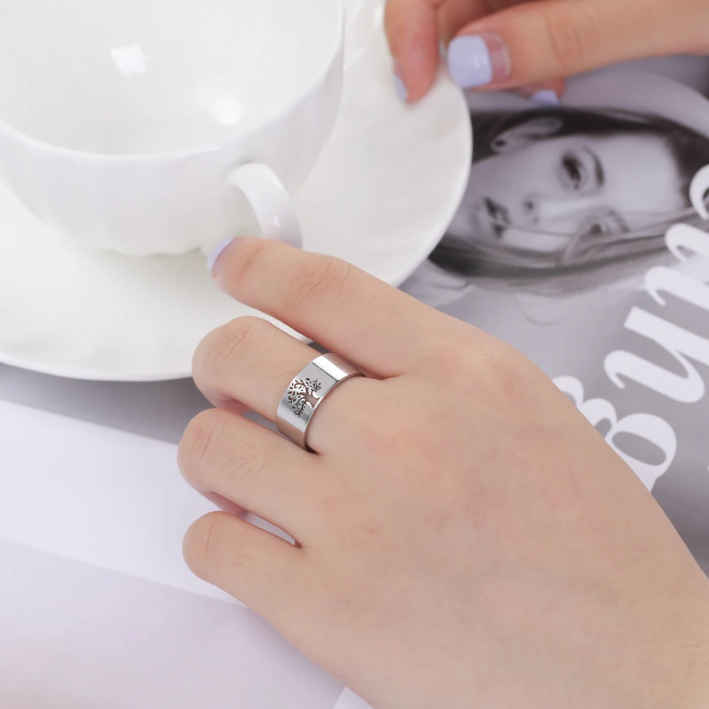 Skyrim Дерево жизни полое кольцо для мужчин женщин 316L нержавеющая сталь викинга