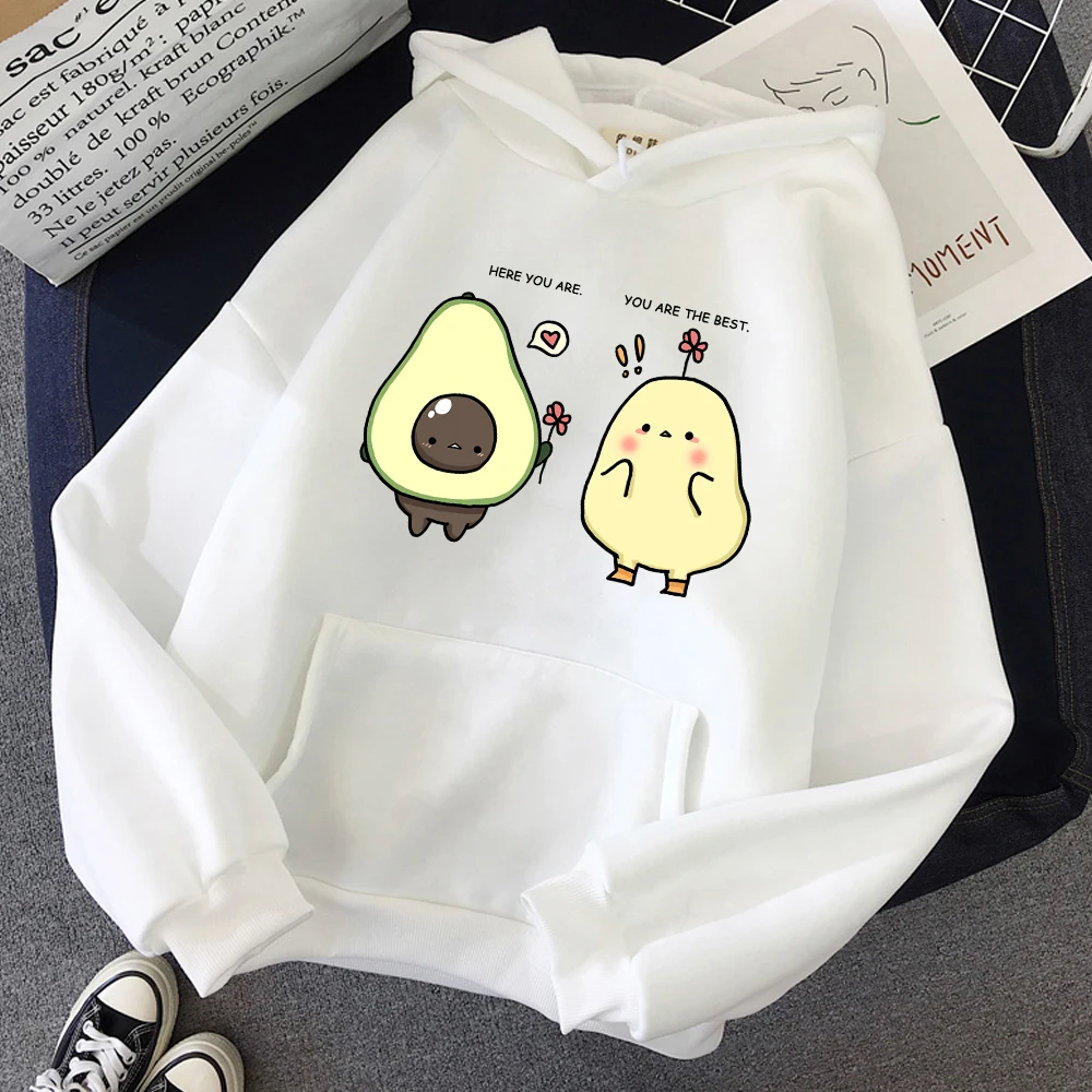 

High Quality Harajuku Hoodie Cute Kawaii Clothes Women Long Sleeve Casual Hoodie Friengs Avocado Drawing Sweatshirt