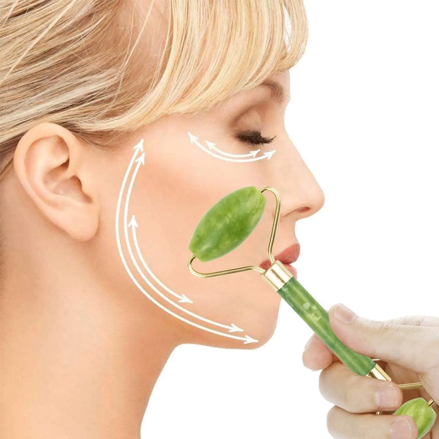 Нефритовый массажный ролик для лица натуральный массажер набор скребков гуаша