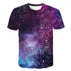 Мужская летняя футболка с принтом Галактики, фиолетовая Повседневная футболка с коротким рукавом и 3D-принтом Вселенной, 2020