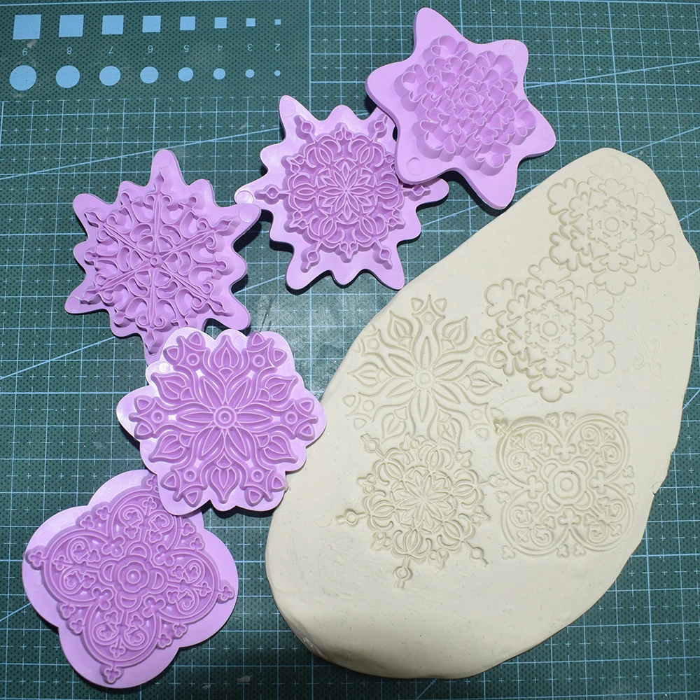 

Embossing Stamp polymer clay tool polymorph plastic Texture Sheets Stamping Mandala Dotting Tools for ceramic pottery modeling