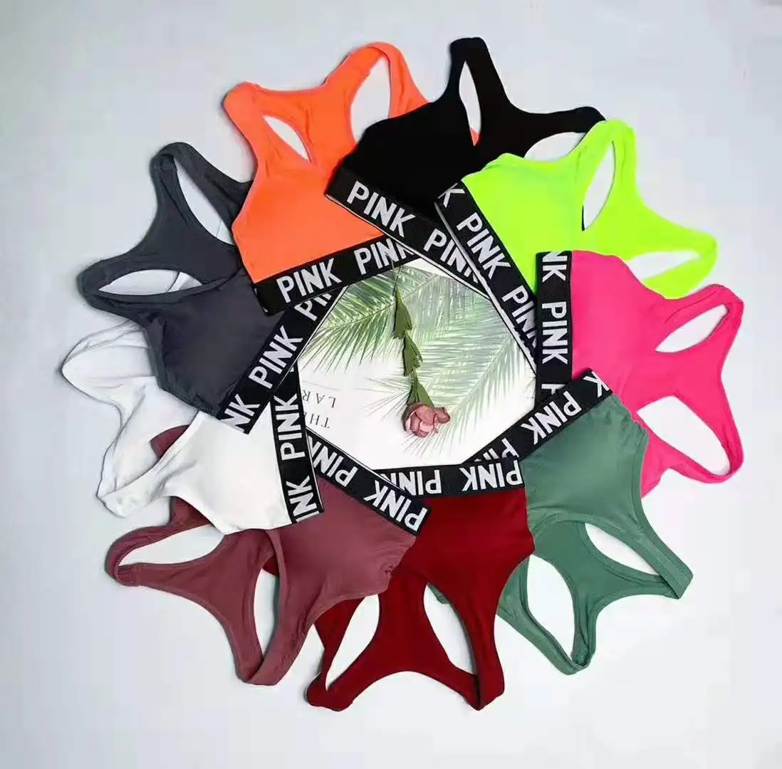 Сексуальный розовый женский спортивный бюстгальтер для фитнеса спортивная