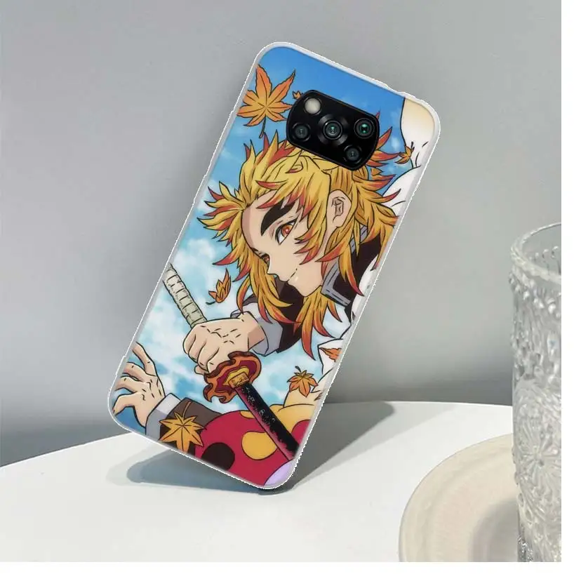 demon slayer rengoku kyoujurou cover phone case for xiaomi mi note 10 poco m4 m3 m2 x3 pro x4 nfc f3 f2 f1 a3 a2 lite a1 cc9e gt free global shipping