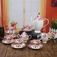 pastoral flower bone china coffee set luxury porcelain tea set ceramic pot creamer sugar bowl teatime teapot tea cup coffeeware
