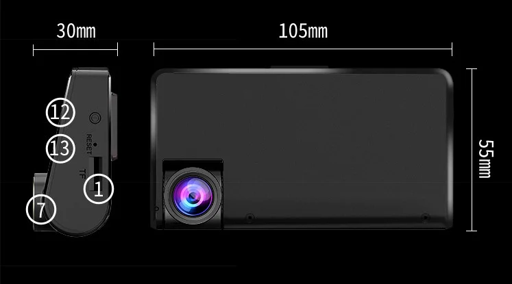 저렴한 듀얼 녹화 반전 비디오 스트리밍 미디어 무선 HD 야간 투시경 설치 전후 대시 캠 자동차, 무료