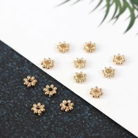 4mm 100pcs shiny vintage metal hollow gold flower spacer beads end caps pendant fashion diy charms connectors jewelry findings